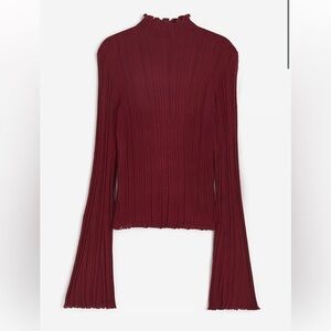H&M Ribbed Burgundy Blouse